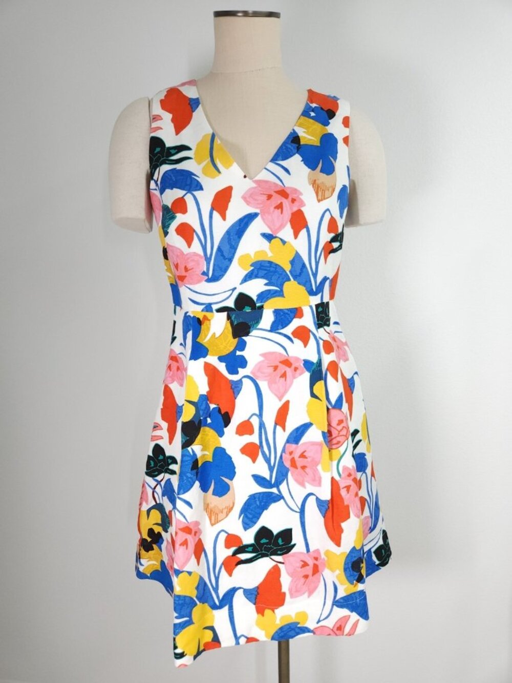 J. Crew Womens 6P Floral Linen Blend Sleeveless A-Line Fit & Flare Mini Dress